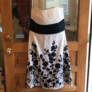 White and Black formal satin dress